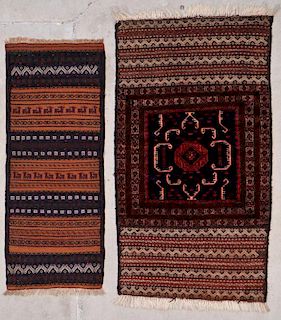 2 Vintage Mixed Weave Afghan Rugs