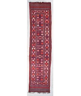 Semi-Antique Afghan Kilim: 15'4" x 3'9" (467 x 114 cm)