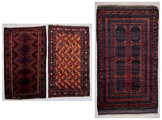3 Vintage/Semi-Antique Beluch Rugs, Afghanistan