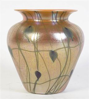 A Durand Iridescent Glass Vase, Height 8 1/2 inches.