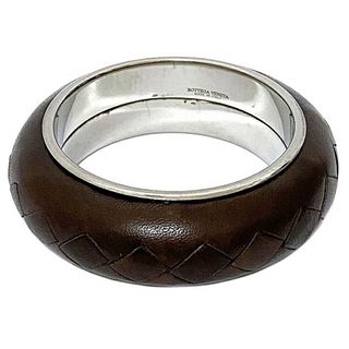 Bottega Veneta bangle brown silver intrecciato leather 925 BOTTEGA VENETA bracelet