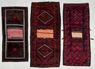 3 Semi-Antique Afghan Beluch Double Saddlebags