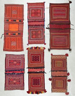 6 Semi-Antique Central Asian Saddlebags