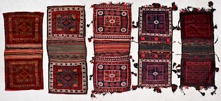 5 Vintage Central Asian & Afghan Beluch Saddlebags