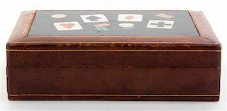 An Italian Pietra Dura Inset Cigarette Box, Width 6 3/4 inches.