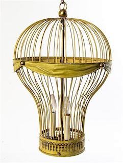 A Continental Tole Three-Light Hanging Lantern, Height 23 1/2 inches.