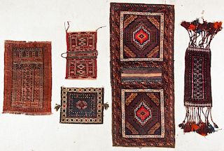 5 Old/Antique Afghan & Turkmen Trappings/Rugs