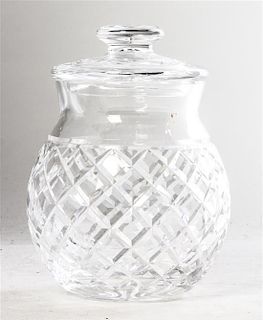 A Cut Glass Biscuit Jar, Height 7 3/8 inches.