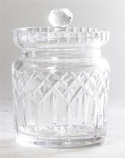 A Cut Glass Biscuit Jar, Height 6 3/8 inches.