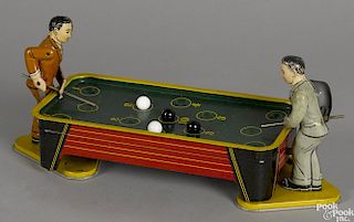Ranger tin lithograph wind-up pool players, 14'' w.