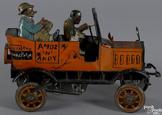 Marx tin lithograph wind-up Amos 'N' Andy Fresh Air Taxi, 8'' l.