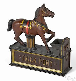 Shepard Hardware Company cast iron Trick Pony mechanical bank, 8'' h.