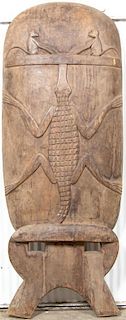 An Oceanic Carved Wood Shield, Height 51 1/2 inches.