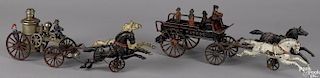 Ives cast iron horse drawn Phoenix - Fire Patrol wagon, overall - 21'' l., together with a Hubley