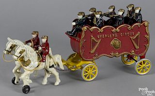 Kenton cast iron Overland Circus band wagon, to include two riders, a driver, and six musicians