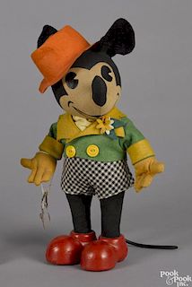 Knickerbocker Toy Co. Mickey Mouse cloth doll, ca. 1935, in his colorful Sunday Best Easter outfit