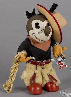 Knickerbocker Toy Co. Mickey Mouse ''Two Gun'' cowboy cloth doll, ca. 1935, with original outfit