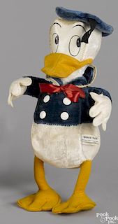 Gund Donald Duck cloth doll, ca. 1950, with the original box, an oil cloth face, and a sewn tag