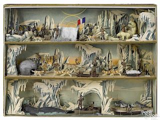 French C. B. G. Mignot diorama of Admiral Perry's 1909 North Pole Expedition, in its original box