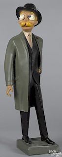 Painted latex Esquire advertising store model of a classic Esky figure modeling clothing