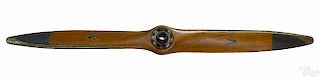 G. S. Lewis airplane propeller, an exceptional example, wood with brass riveted metal sheeting