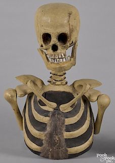 Composition Halloween skeleton bust with a hinged jaw, 18 1/2'' h.