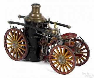 Elaborate craftsman made model of a ca. 1900 horse drawn fire pumper