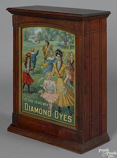 Vibrant Diamond Dyes ''Governess'' cabinet with a bold embossed tin lithograph panel