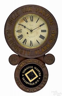 Jolly Tar advertising clock, by Edward Baird, gesso over wood, 30'' h., 18 1/2'' w.