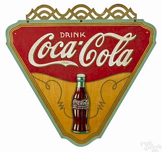 Drink Coca-Cola screen printed plywood advertising sign, made by Kay Display