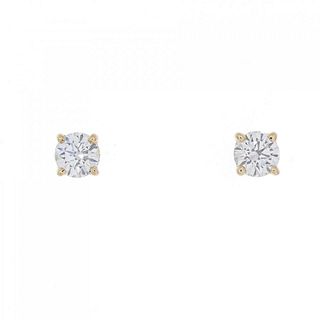 K18YG Solitaire Diamond Earrings 0.369CT 