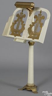 Illuminated theater orchestra director's stand, gilded and painted wood with cast iron lyres