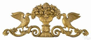 Three theater gilt wood and iron decorations, to include a cast iron floral centerpiece
