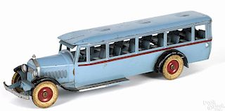 Kingsbury pressed steel clockwork bus, #788, with rubber tires, 16 1/2'' l.