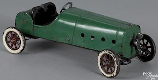 Structo pressed steel clockwork racer with cast iron wheels, 12'' l.