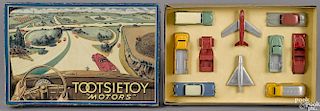Tootsietoy ''Motors'' no. 7200 play set, in its original box, 15'' w., 10'' l.