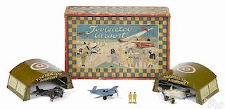Tootsietoy Airport diecast play set, in its original box, to include two tin hangers