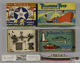 Three miscellaneous toys, in their original boxes, to include Midgies miniature mobile Army