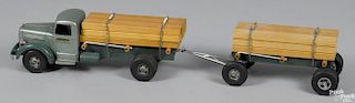 Smith Miller tandem lumber truck with original lumber, 37'' l.