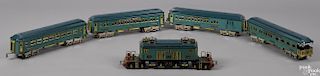American Flyer standard gauge Presidential two-tone blue passenger train set, with boxes