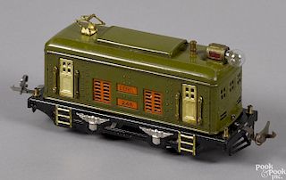 Lionel O Gauge no. 248 electric locomotive with a 0-4-0 engine in olive green, 7 1/2'' l.