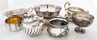* A Group of Silver-Plate Table Articles, 20th Century, comprising 2 gravy boats, 1 with undertray, 1 creamer with undertray, a