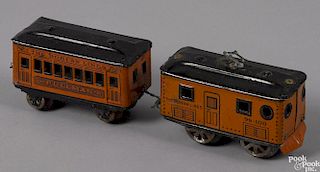 Dorfan no. 99-100 train set, to include a lithographed and painted tin clockwork engine