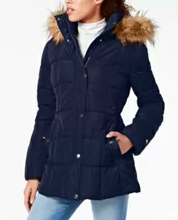Tommy Hilfiger Womens Navy Puffer Coat B5412 Size Small