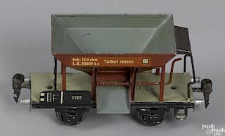 Marklin O Gauge no. 701935 Talbot freight train car, no. 1767 ballast car, 6 1/2'' l.