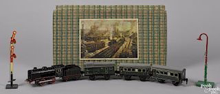 Marklin O Gauge no. R 890/25/3 passenger train set in box, lithographed and painted tin set