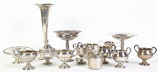 * A Group of American Silver Table Articles, Various Makers, comprising a vase, compotes, tazzas, creamers, and sugar bowls, eac