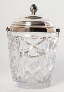 * An English Cut Glass and Silver-Plate Ice Bucket Height 13 1/2 inches