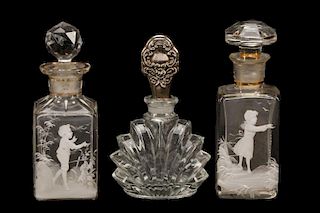 Three Bohemian Glass Perfume Bottles