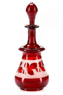 Bohemian Blown Cranberry Glass Scent Bottle